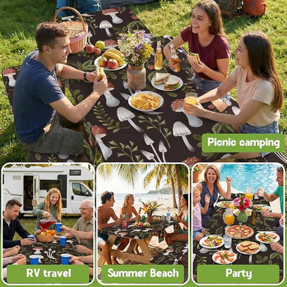 Picnic Table Cover with Bench Covers Waterproof Elastic Rectangle Furniture Fitted Table Cloth Tablecloth Glamping Camp Camper Camping Essentials Outdoor Road Trip Rv Car Travel Vacation Canping Gear