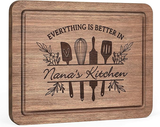 Nana Gifts, Premium Walnut Wood Cutting Board Gifts for Nana, Nana Birthday Gifts, Cool Kitchen Gifts for Nana Grandma from Grandkids