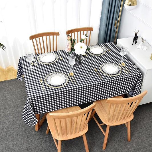Waterproof Plaid Tablecloth Fabric - Square 58x58 Inch Classic Gingham Checker Table Cloth for Indoor/Outdoor Use - Buffalo Table Cover for Picnics, BBQs, and Parties