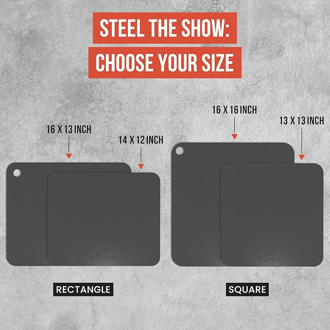 Chef Pomodoro Pizza Steel for Oven 16"x16", 1/4" Thick, With Lifting Holes | Baking Steel For Oven Doubles As Baking Stone Or Grill Use; Produces Crispy Crust, Restaurant-style Pizza And Sourdough Bread