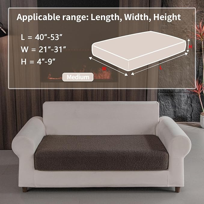 OHSIO Couch Cushion Covers for Sectional Sofa, Stretch Soft Sofa Slipcovers Washable Wear-Resistant Universal Furniture Protector for Living Room(1 Piece Loveseat Cover, Brown)