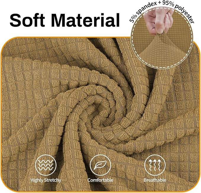Asnomy Stretch Couch Covers Washable, loveseat Cover Slipcovers,Light Brown | 1-Piece Sofa Cover(55"-78") loveseat cover Furniture Protector Soft Jacquard,Non-Slip Elastic Bottom for Dogs & Kids