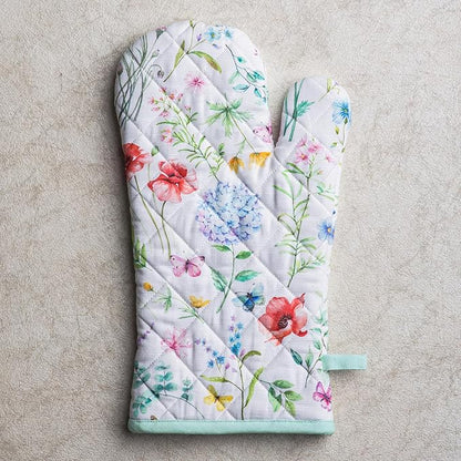 Maison d'Hermine Oven Gloves 100% Cotton Oven Mitt 7" x 13" with Loop Heat Resistant BBQ Cooking Gloves Baking Grilling Kitchen Hotel Home Farmhouse Spring Summer (Pack of 1, Just Floral)