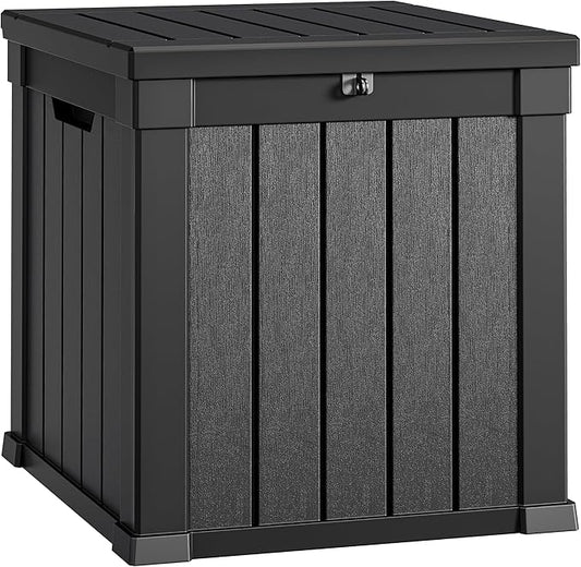 YITAHOME Deck Box, 51 Gallon Weatherproof Outdoor Storage Container for Patio Cushions, Pool Supplies, Garden Tools, Lockable Lid and Side Handles, Black