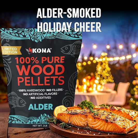 Kona Alder Wood Pellets – Limited Edition, Intended for Ninja Woodfire Grill, Outdoor Oven & Smoker – 2lb Resealable Bag