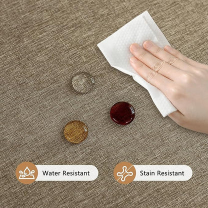 Seenus Faux Linen Fabric Table Cloth for 4-6 Seats Rectangle Table, Water Resistant & Wipeable Rectangular Tablecloth for Dining Kitchen Garden Outdoor, 54 x 72 Inch, Mocha