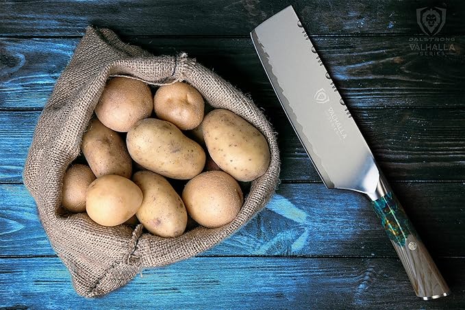 Dalstrong Valhalla 7" Nakiri Knife — Japanese Vegetable Cleaver, 9CR18MOV HC Steel (8–12° Edge), Unique Wood + Resin Handle — For Precision Veg Prep, Asian Cooking & Stir-Fry