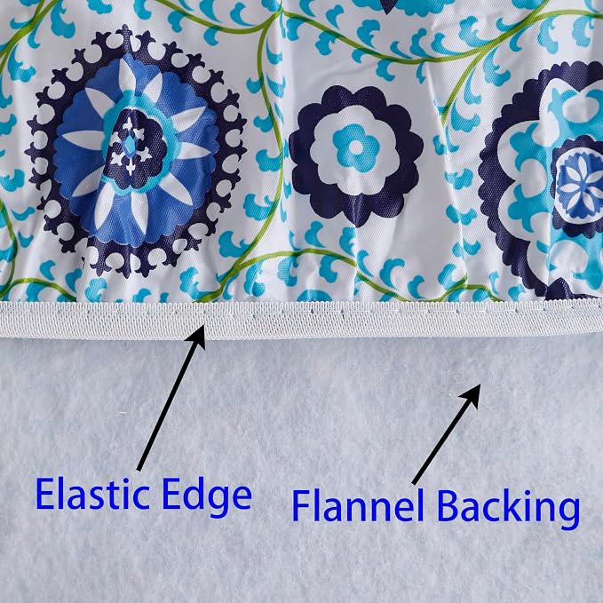 Walrus Round Vinyl Fitted Tablecloth with Flannel Backing Elastic Edge Design Table Cover Waterproof Oil-Proof PVC Table Cloth Stain-Resistant Best for 57"-66" Round