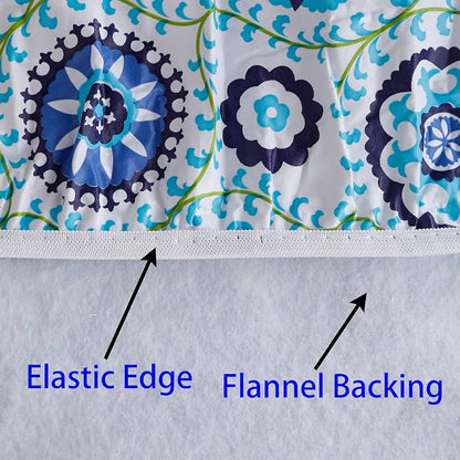 Walrus Round Vinyl Fitted Tablecloth with Flannel Backing Elastic Edge Design Table Cover Waterproof Oil-Proof PVC Table Cloth Stain-Resistant Best for 57"-66" Round