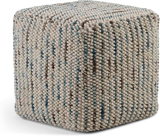 SIMPLIHOME Charlie 78" Wide Performance Fabric 2-Seater Sofa in Cream | Boho footstool, extra seating for home living room or bedroom or kids room with assembled design, assembled; pouf ottoman.