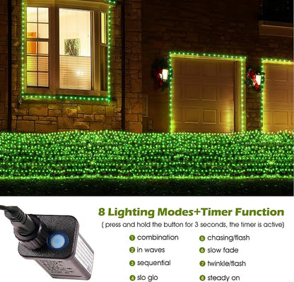 BlcTec Outdoor Christmas Lights 360 LED 9.8ft x 6.6ft Christmas Net Lights with 8 Modes, UL Certified, Timer, Connectable, Waterproof for Trees, Bushes, Shrub, Yard Outdoor Xmas Decorations, Green