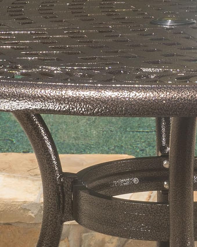 Christopher Knight Home 2-Piece Sarasota Cast Aluminum Outdoor Chairs & 47.75" Phoenix Hammered Bronze Cast Aluminum Round Table