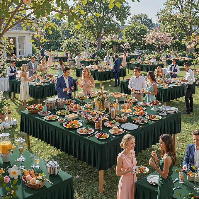 Hunter Green Spandex Square Tablecloths 54x54 Inch, 2 Pack Wrinkle Free Fitted Card Table Cloth Stretch Square Table Cover for Kitchen Dinner, Holiday Party, Wedding Banquet, Display Trade Show