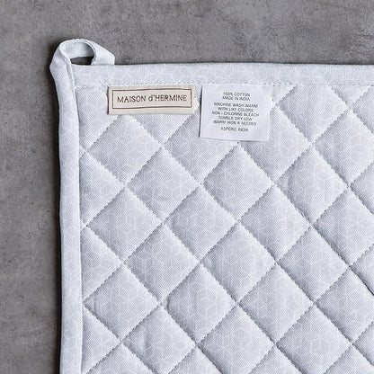 Maison d' Hermine 100% Cotton Oven Mitt & Pot Holder Set (7.5"x13" & 8"x8") Heat Resistant BBQ Cooking Gloves with Loop Baking Grilling Kitchen Hotel Home Farmhouse Spring Summer (Blossoms in Spring)