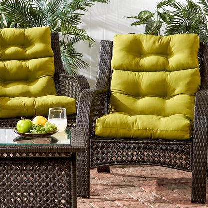 Greendale Home Fashions Outdoor 44 x 22-inch High Back Chair Cushion, Set of 2, Lime 2 Count