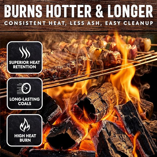 20 LB. All Natural Hardwood Lump Charcoal by Mr. Bar-B-Q - Premium Natural Charcoal for Grilling, BBQ, Smoking, Kamado & Kettle Grills - Burns Hotter & Longer - Smoky Flavor, Low Ash & Easy to Light