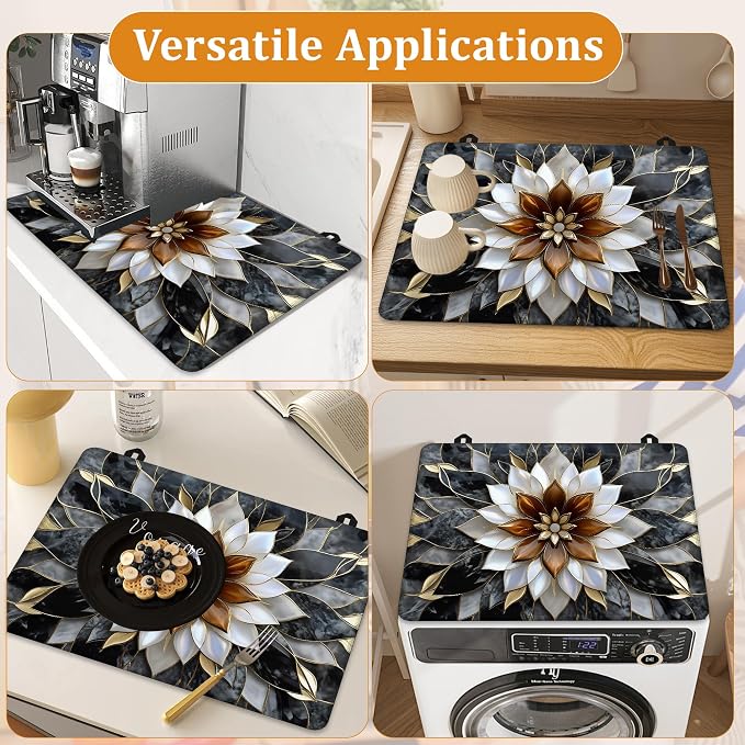 Marble Flower Glass Top Stove Cover Protector,Modern Stove Top Covers for Electric Stove,Washable Heat Resistant Cooktop Mat Anti-Slip Range Covers, 28 x 20 Inch