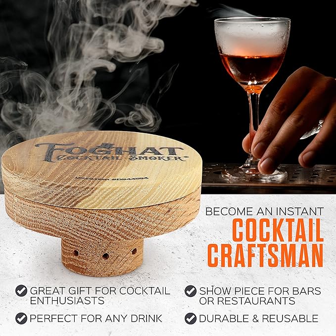Foghat Cocktail Smoker Kit - Bourbon Barrel Oak Fuel Wood Shavings & Smoking Torch (No Butane) - Infuse Cocktails, Whiskey, Cheese & Meats