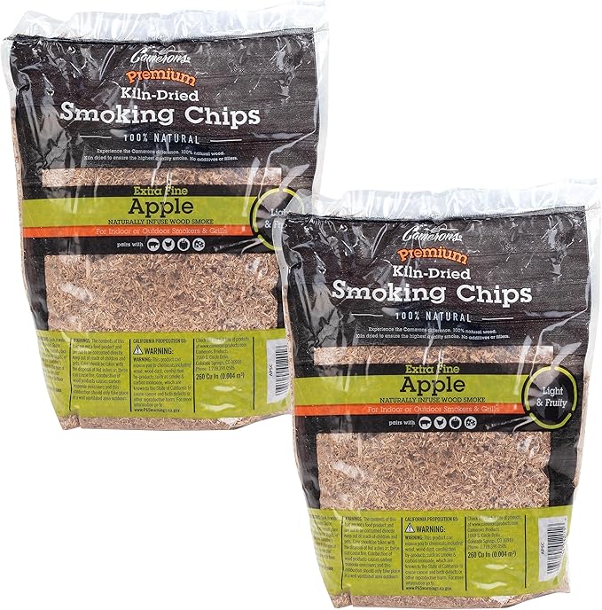 Camerons All Natural Extra Fine Apple BBQ Wood Chips, 2 Pack - 260 Cu. in. Bag, Approx 2 lbs ea- Kiln Dried Sawdust Shavings for Cocktail Smoking Guns, Smokers, Smoke Boxes - Barbecue Grilling Gifts