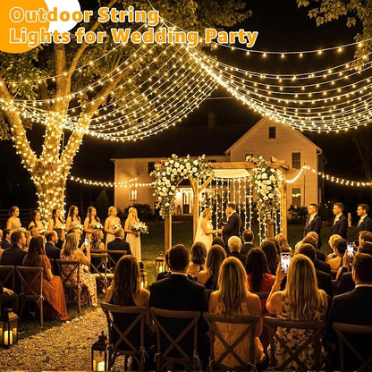 Guhope Christmas String Lights 600LED 98FT, Waterproof String Lights with Remote and Timer, 8 Modes Dimmable Christmas Lights for Indoor Outdoor Classroom Wedding Party Decorations (Warm White)