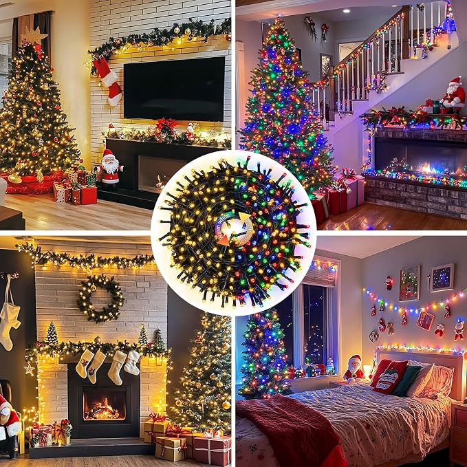 JMEXSUSS 200 LED Color Changing Christmas Lights, Warm White & Multicolor | 66ft, Plug in, Connectable, Waterproof, String Lights with Remote, Christmas Tree Lights for Indoor Outdoor Christmas Decor