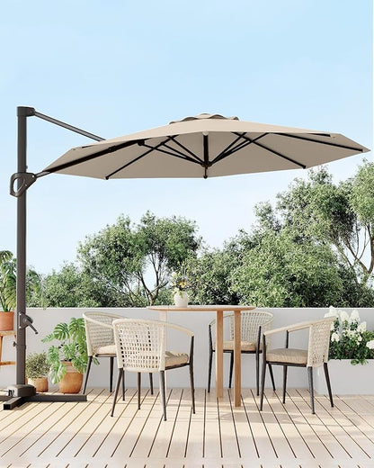 GarveeLife 10FT Patio Umbrella Outdoor Large Cantilever Umbrella Market Sun Shade Windproof Offset Umbrella with 360-Degree Rotation for Garden Deck Pool Patio