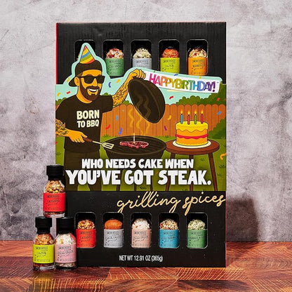 Smokehouse by Thoughtfully, Gourmet Ultimate Grilling Spice Set with Birthday Wrap, Includes 20 BBQ Seasonings & Rubs Like Chili Garlic, Italian, and Cajun, Gift for Him, Dad, or Grill Lovers