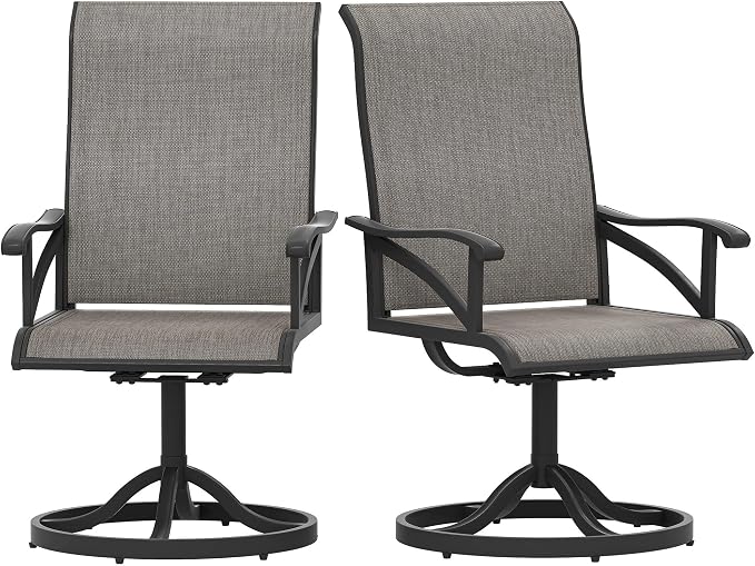 DWVO 4 Set Outdoor Swivel Chairs, Premium Patio Swivel Chairs High Back & Heavy Duty Frame, All Weather Outdoor Swivel Chairs Set of 4 for Porch Lawn Patio, Brown