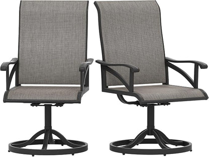 DWVO 4 Set Outdoor Swivel Chairs, Premium Patio Swivel Chairs High Back & Heavy Duty Frame, All Weather Outdoor Swivel Chairs Set of 4 for Porch Lawn Patio, Brown