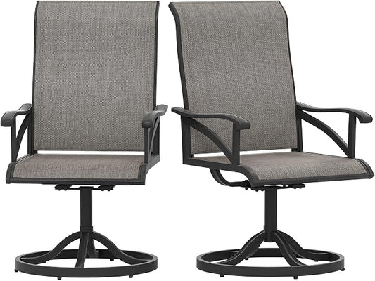 DWVO 4 Set Outdoor Swivel Chairs, Premium Patio Swivel Chairs High Back & Heavy Duty Frame, All Weather Outdoor Swivel Chairs Set of 4 for Porch Lawn Patio, Brown