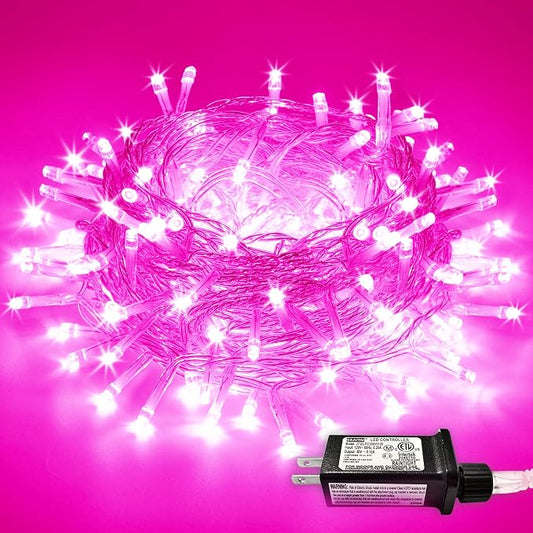 JMEXSUSS Pink Lights for Bedroom Decor, 200 LED Pink String Lights | Pink Christmas Lights Indoor Outdoor Clear Wire Plug in for Girl's Room Home Anniversary Birthday, Connectable