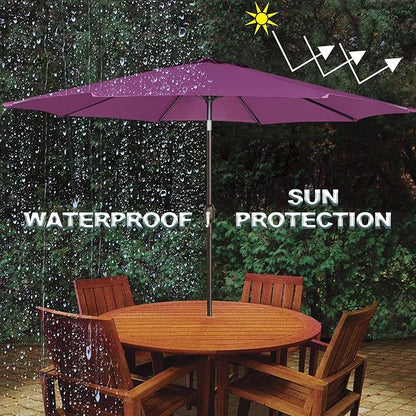 Blissun 9' Outdoor Patio Umbrella, Outdoor Table Umbrella, Yard Umbrella, Market Umbrella with 8 Sturdy Ribs, Push Button Tilt and Crank