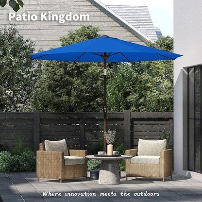 PatioKingdom 11FT Patio Umbrella,Outdoor Umbrella with Push Button Tilt and Crank,Market Table Umbrella with 8 Sturdy Fiberglass Ribs UV Protection