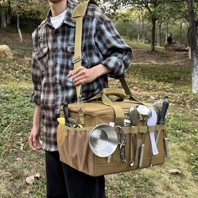 Tactical Camping Storage Bag 28L Tactical Utility Tote Bag Camping Cookware Organizer Trunk Organizer