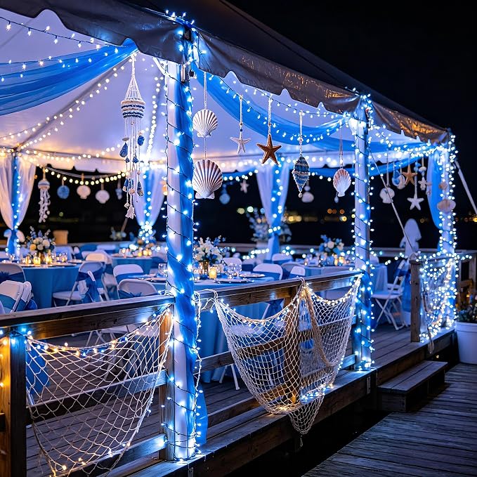 Christmas String Lights Outdoor Green Wire 470FT 1500 LED Blue & White | Dimmable, 12 Light Styles, Memory Timer, Waterproof, 29V Safe Low Voltage, Diamond-Faceted LED, Energy Efficiency