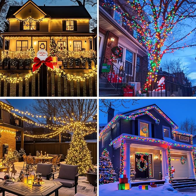JMEXSUSS 500 LED Color Changing Christmas Lights Outdoor with Remote | 173ft Warm White & Multicolor String Lights, Waterproof Christmas Tree Lights Plug in for Party Christmas Indoor Decor