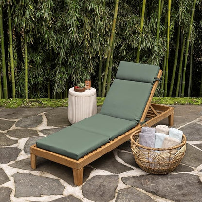 Arden earthFIBER Outdoor Chaise Cushion, 21 x 72, Rain-Proof, Fade Resistant, Cushion for Chaise Lounger Sage Green Texture
