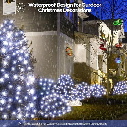 WBao Outdoor Christmas Lights, 360LED 11.5ft x 6.9ft Net Lights with 8 Modes, Timer, UL Certified, End to End Connectable, Waterproof for Lawn, Bushes, Trees Outdoor Christmas Decorations, Cool White