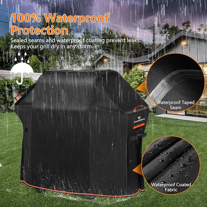 [Upgraded 1000D Heavy Duty Fabric] 70" Grill Cover for Outdoor Grill, Waterproof, Tear & Fade Resistant BBQ Cover with Buckle, Gas Grill Cover for 5-6 Burner Weber Char-Broil Nexgrill Kenmore Grill