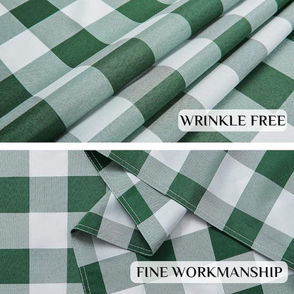 Softalker Spring Checkered Tablecloth Rectangle - Outdoor Waterproof Buffalo Plaid Table Cloth, Stain Resistant Gingham Table Cover for Picnic, Camping, Easter - Hunter Green and White, 60 x 120 Inch