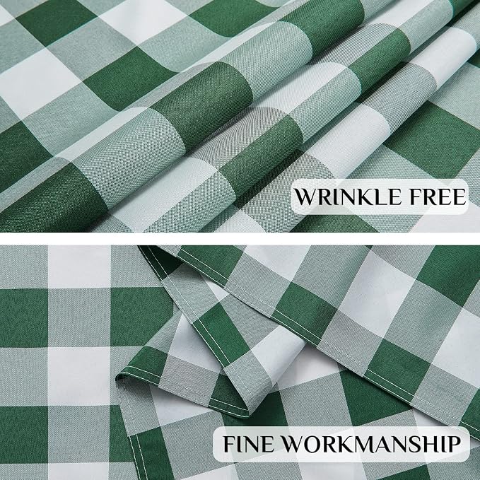 Softalker Spring Checkered Tablecloth Rectangle - Outdoor Waterproof Buffalo Plaid Table Cloth, Stain Resistant Gingham Table Cover for Picnic, Camping, Easter - Hunter Green and White, 60 x 84 Inch