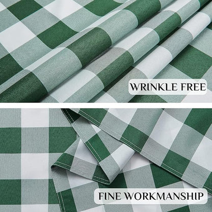 Softalker Spring Checkered Tablecloth Rectangle - Outdoor Waterproof Buffalo Plaid Table Cloth, Stain Resistant Gingham Table Cover for Picnic, Camping, Easter - Hunter Green and White, 60 x 102 Inch