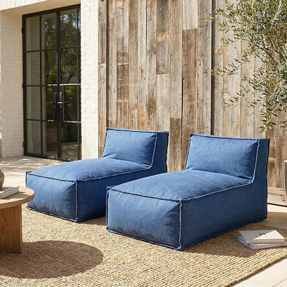 Christopher Knight Home Natty Outdoor Bean Bag Chair Set of 2, Fabric Bean Bag Chair for Adults and Kids, Indoor/Outdoor Sun Lounger, Patio Lounge Chair Set of 2, Navy Blue