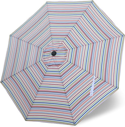 MASTERCANOPY Patio Umbrella 10 ft Replacement Canopy for 8 Ribs-Red&Green Stripe Canopy Only