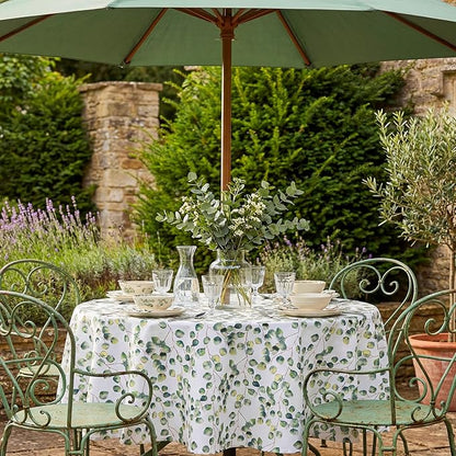 Lamberia 60" Round Patio Tablecloth with Umbrella Hole and Zipper, Waterproof Outdoor Table Cover for Patio, Backyard, BBQ, Picnic & Indoor Dining, Washable Polyester Circular Tablecloth