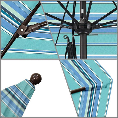 California Umbrella 11' Rd. Venture Series Contract Grade Patio Umbrella, Pulley Open, Bronze Finish, Sunbrella Dolce Oasis