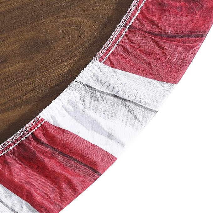 Brielle Home Easy Care Picnic Tablecloth July 4th Printed Indoor Outdoor Elastic Cotton Fabric Fitted Dining Table Cover, 42" Round, American Flag