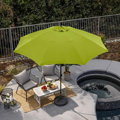Sunline 9 ft Patio Umbrella with Crank & Push Button Tilt, Outdoor Market Umbrella with UV Protection & Wind Vent and Fiberglass Ribs, Metal Frame for Deck, Pool & Table, Lime