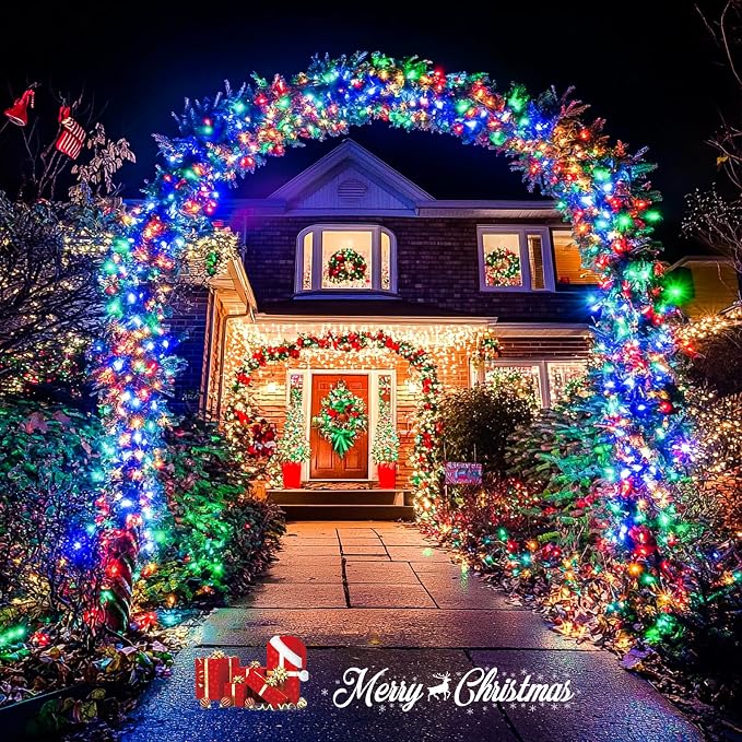 JMEXSUSS 200 LED Multicolor Christmas Tree Lights Outdoor Indoor Clear Wire | 66ft Christmas Lights Plug in, Colorful String Lights Plug in for Bedroom Fireplace Tree Room Party Xmas Decor,Connectable