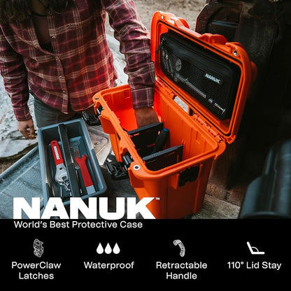 NANUK Trail 15 – 15.9L (4.2-Gallon) Waterproof Storage Box – Cargo Case with Modular Dividers for Camping, Fishing & Outdoor Storage - Dustproof and Impact Resistant (12.9” x 9.7” x 10.3”) – Orange